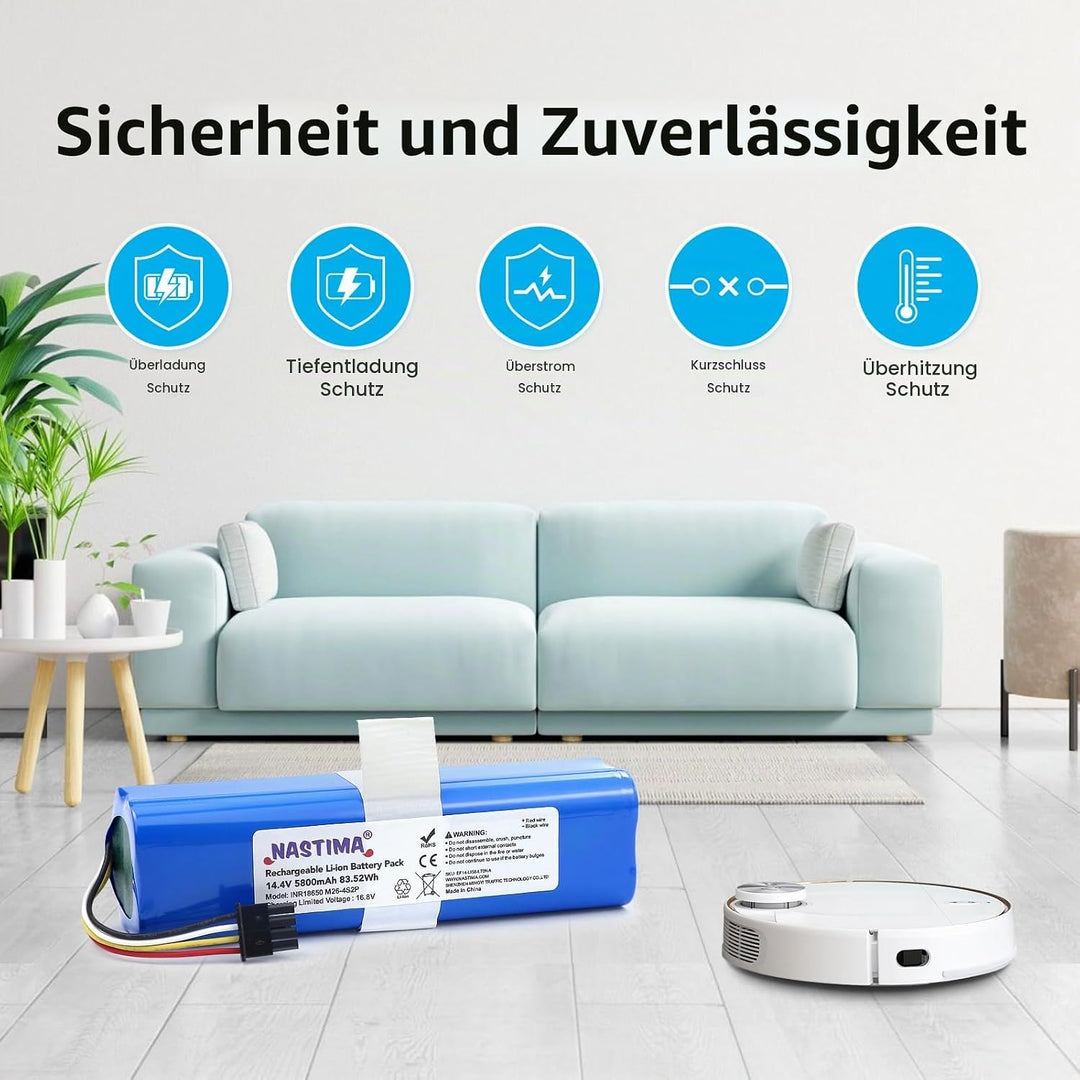 NASTIMA 14,4V 5800mAh Li-Ion Akku Kompatibel mit Eufy Robovac L70 Hybrid, T2190, T2190G21, Teilenumm