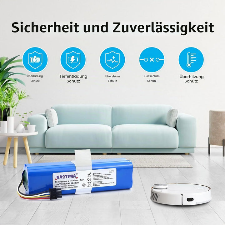 NASTIMA 14,4V 5800mAh Li-Ion Akku Kompatibel mit Eufy Robovac L70 Hybrid, T2190, T2190G21, Teilenumm