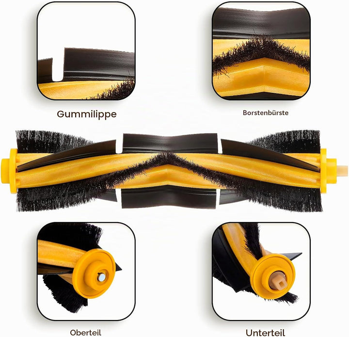 (4 Stück) Walzenbürsten Hauptbürste Ersatzteile für Saugroboter Ecovacs DEEBOT OZMO 920 950 T8 AIVI