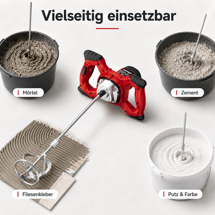 LDHTHOPI Mörtelrührer,2200W Rührwerk mit 6-Gang-Getriebe, Soft-Start-Funktion,max.800 U/min,M14 Schn