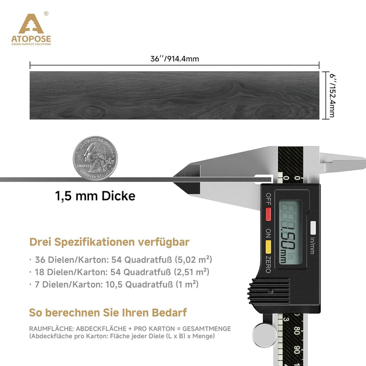 TOPOSE Vinyl Bodenbelag Selbstklebend Zweifarbiges Schiefer Grau – 36 Stück 5,02 m², Einfache DIY-Ve