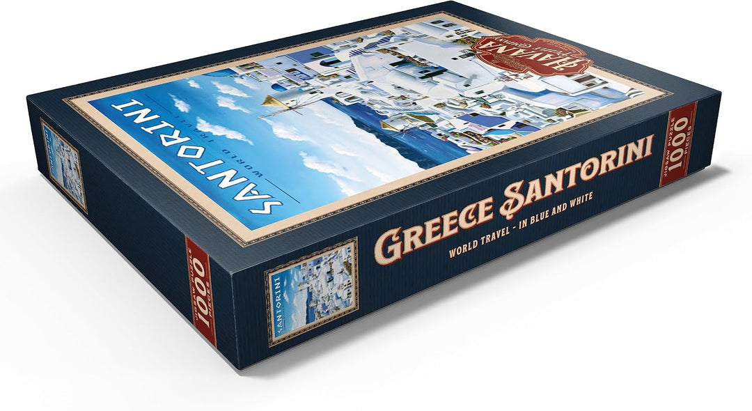 Greece Santorini - In Blue and White, Vintage Travel Poster - Premium 1000 Teile Puzzle - MyPuzzle S