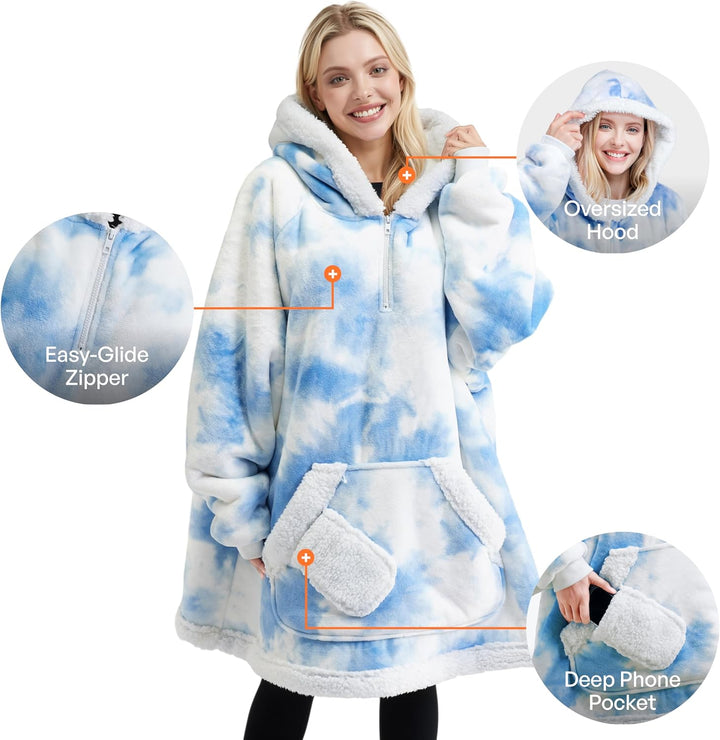 Giggling Getup tragbare Decken Hoodie – Übergrosse Flanell Sherpa Fleece Sweatshirt Decke für Erwach