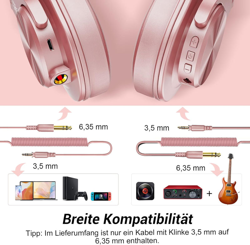 OneOdio Bluetooth Kopfhörer Over Ear, 72 Stdn HiFi Stereo Kopfhörer Kabellos, Wireless Headphones mi