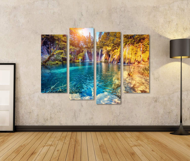 islandburner Bild auf Leinwand Plitvicer Seen Nationalpark Majestätische Aussicht Türkisfarbenes Was