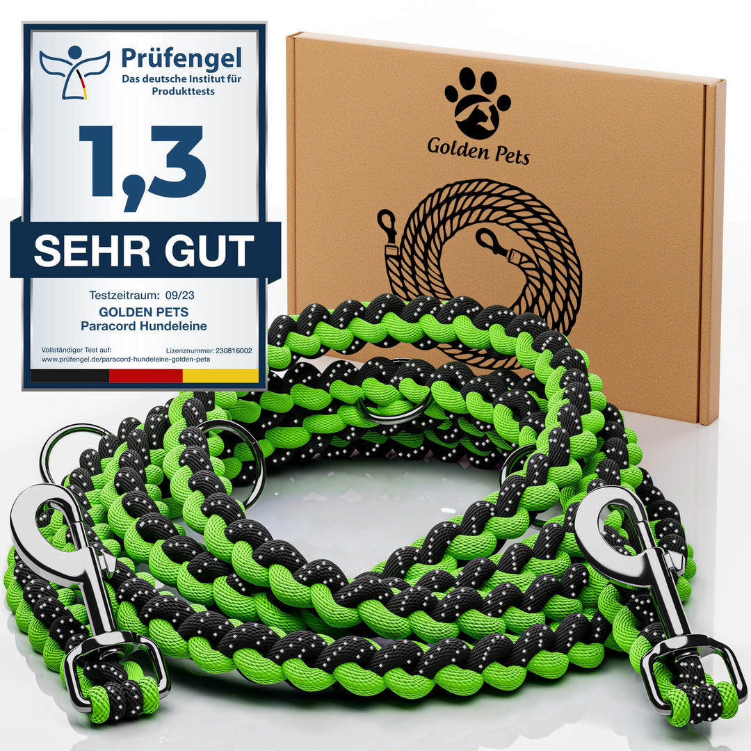 Testnote: Sehr gut - Hundeleine reflektierend I 2m, verstellbar, wetterfest & reissfest bis 250 kg I
