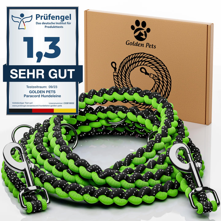Testnote: Sehr gut - Hundeleine reflektierend I 2m, verstellbar, wetterfest & reissfest bis 250 kg I