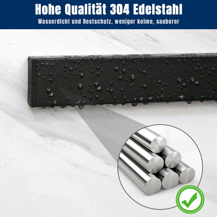 Dmore 50 cm Magnetleiste Messer mit 4 Haken, schwarzer Messerhalter magnetisch ohne Bohren, leistung