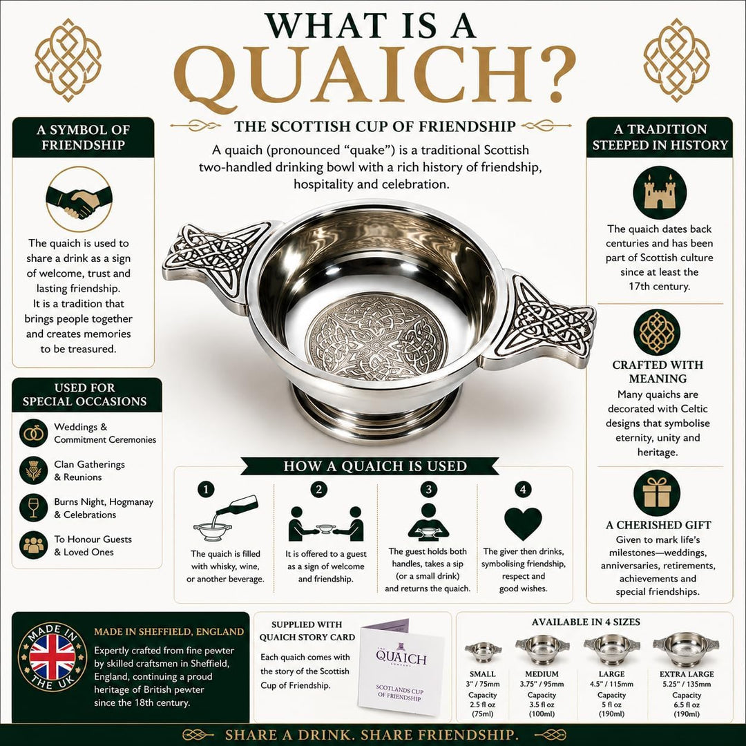 Wentworth Pewter - Keltische Kreise Zinn-Quaich Whisky Probierschale Loving Cup Burns Night