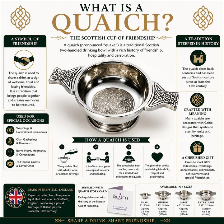 Wentworth Pewter - Keltische Kreise Zinn-Quaich Whisky Probierschale Loving Cup Burns Night