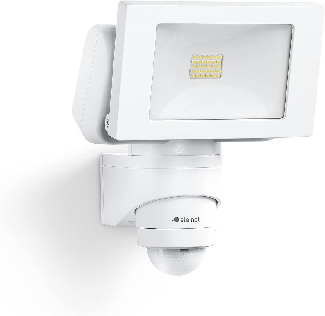 Steinel LED Aussenstrahler LS 150 S weiss, 240° Bewegungsmelder, max. 12 m Reichweite, 14,7 W, Schwe