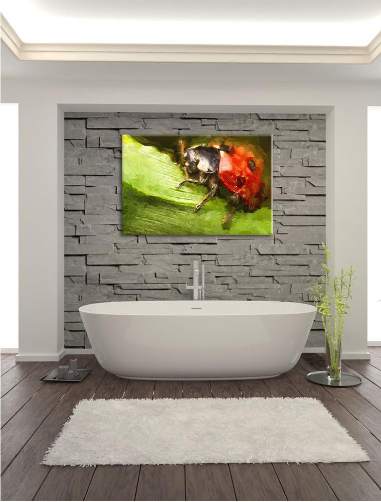 Pixxprint Marienkäfer in Detailaufnahme als Leinwandbild/Grösse: 100x70 / Wandbild/Kunstdruck/fertig