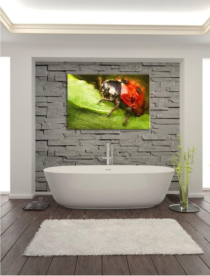 Pixxprint Marienkäfer in Detailaufnahme als Leinwandbild/Grösse: 100x70 / Wandbild/Kunstdruck/fertig