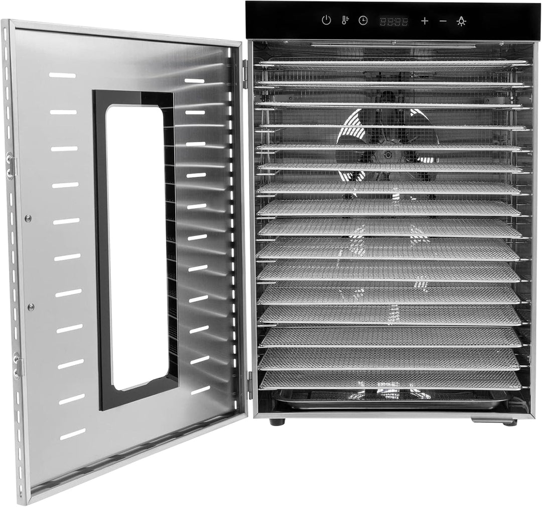 Dörrautomat Edelstahl Lebensmittel-Dehydrator Dörrgerät mit Rezeptheft und Temperaturregelung Lebens