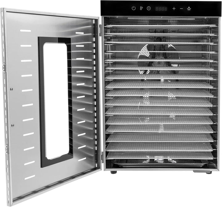 Dörrautomat Edelstahl Lebensmittel-Dehydrator Dörrgerät mit Rezeptheft und Temperaturregelung Lebens