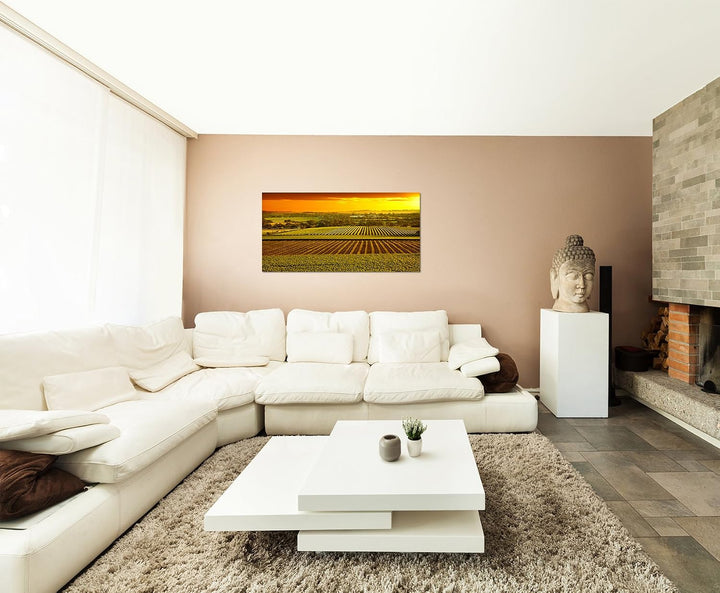 Paul Sinus Art 120x80cm - WANDBILD Landwirtschaft Sonnenuntergang Australien - Leinwandbild auf Keil