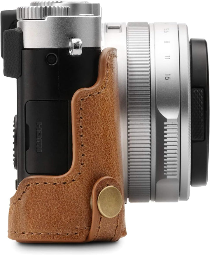 MegaGear Ever Ready Echtleder Kameratasche mit Trageriemen kompatibel mit Leica D-Lux 7 Braun, Braun