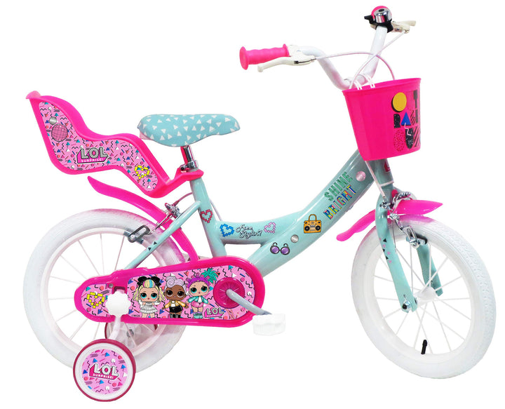 Denver Bike 14 LOL Stadtfahrrad für Mädchen, 35,6 cm (14 Zoll), Stahl, Rosa/Türkis/Weiss