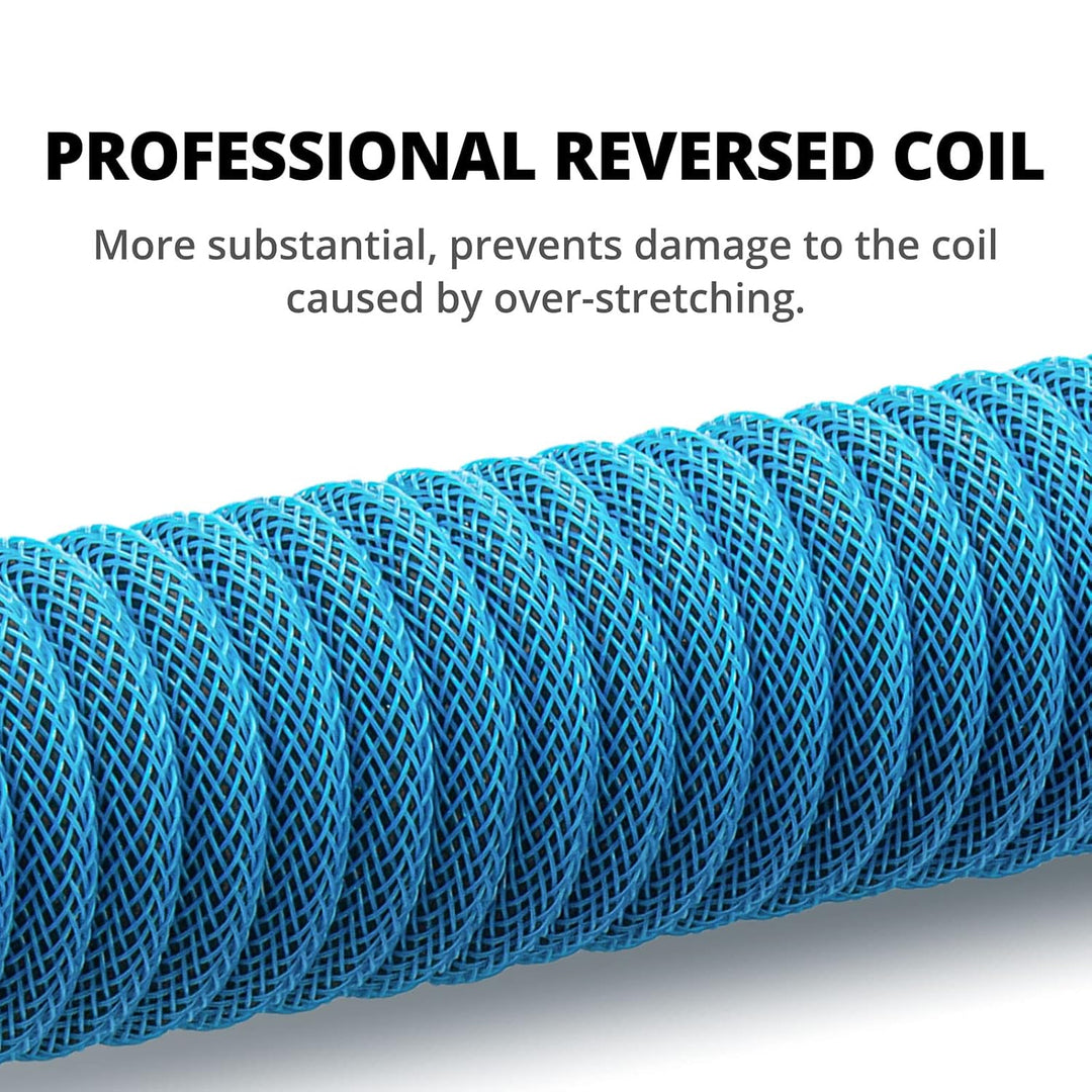GUNMJO Pro Custom Coiled USB C Cable for Gaming Keyboard, Double-Sleeved Mechanical Keyboard Cable w