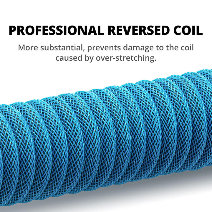 GUNMJO Pro Custom Coiled USB C Cable for Gaming Keyboard, Double-Sleeved Mechanical Keyboard Cable w