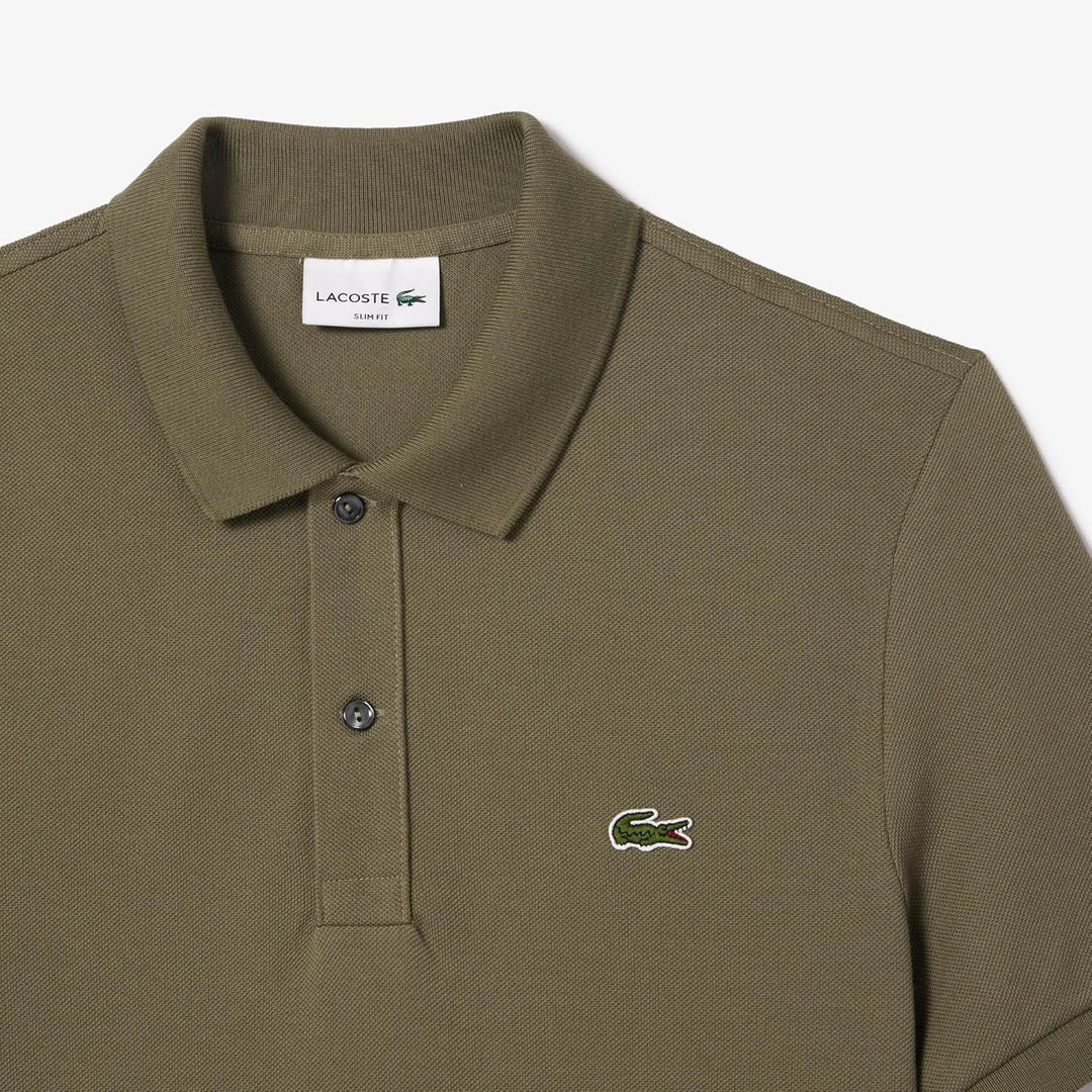 Lacoste Herren Polo-Shirt Kurzarm PH4012, Männer Polo-Hemd,2 Knopf,Slim Fit S Khaki, S Khaki