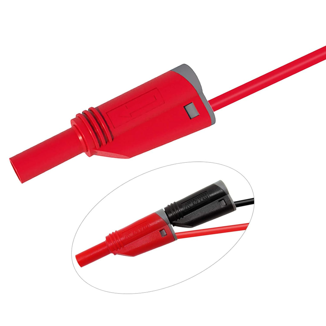 Cleqee 5 Stück Bananenstecker Silikon Messleitungen 4mm voll isoliert Sicherheit ummantelt stapelbar