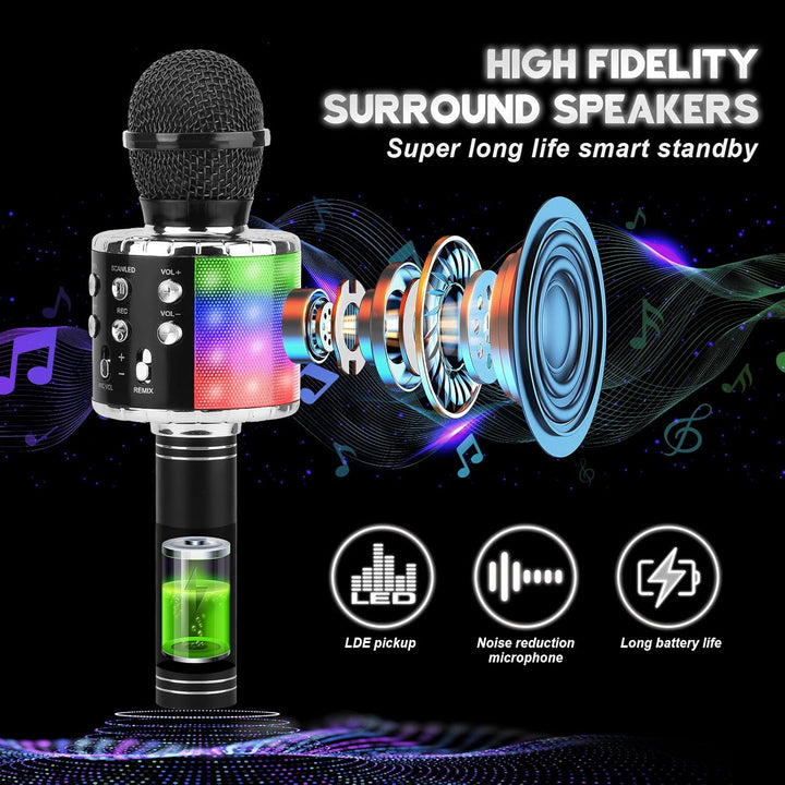 ShinePick Karaoke-Mikrofon, kabellos, Karaoke-Mikrofon, Bluetooth, tragbar, für Kinder/Erwachsene, S