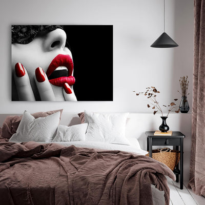 wandmotiv24 Leinwandbild 260 g/m² - Kunstdruck auf Leinwand - Wandkunst - Wandbild mit Frauen Lippen