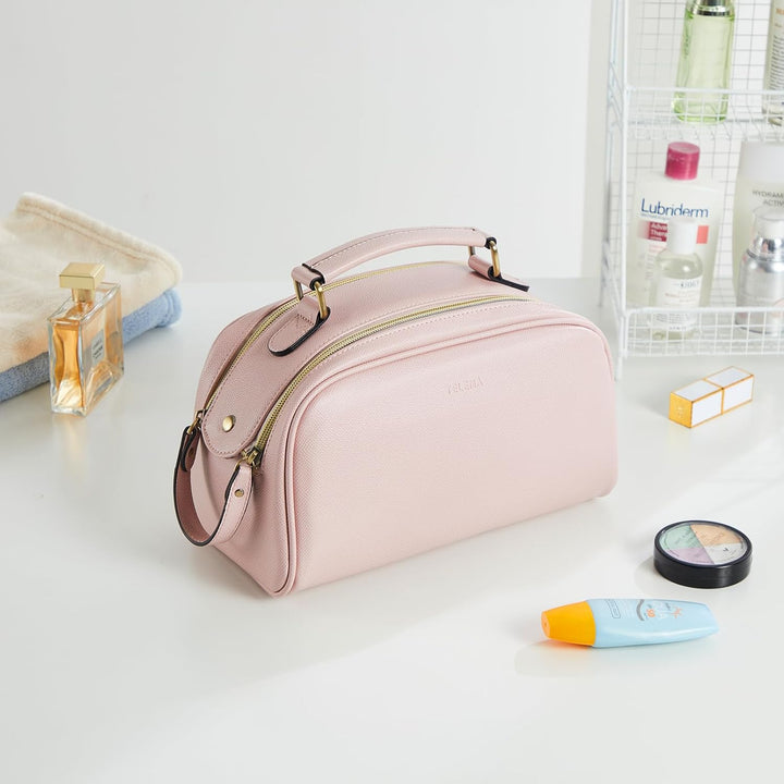 Telena Kulturbeutel für Damen und Herren aus PU-Leder, Kulturtasche zum aufhängen, Reise-Kosmetiktas