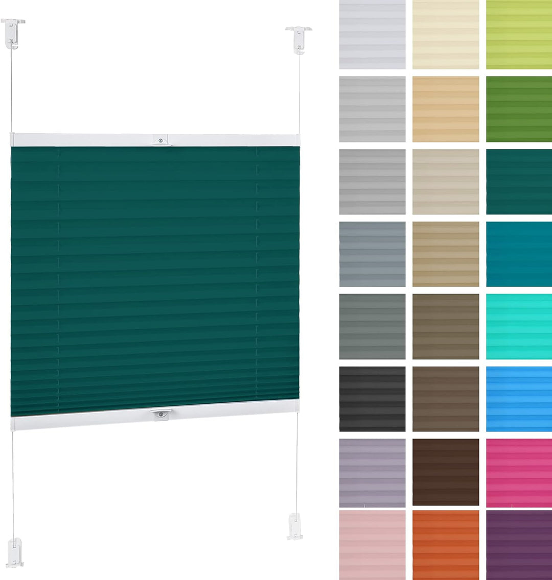 DECOOR Plissee ohne Bohren 60cm x 120cm Faltrollo Rollo für Fenster und Tür Nicht-invasive Fensterja