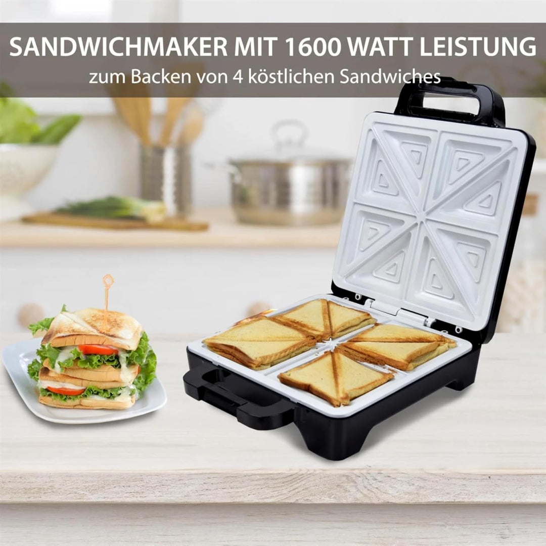 Syntrox Germany Kitchen Chef Keramik-Sandwichmaker XLC Drizle, 1.600 W, 28,7 × 28 cm Platten, Thermo