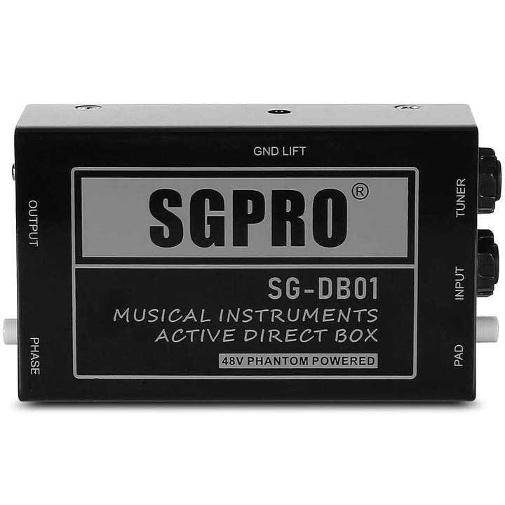 SGPRO Active Direct Box, DI-Box zur Aufnahme von Signalen für Musikinstrumente wie Gitarre und Bassg