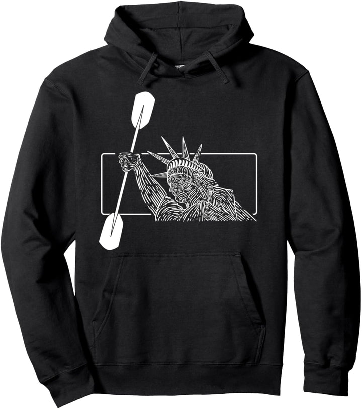 Kajak Kajakfahren Cool Paddel Freiheitsstatue Pullover Hoodie