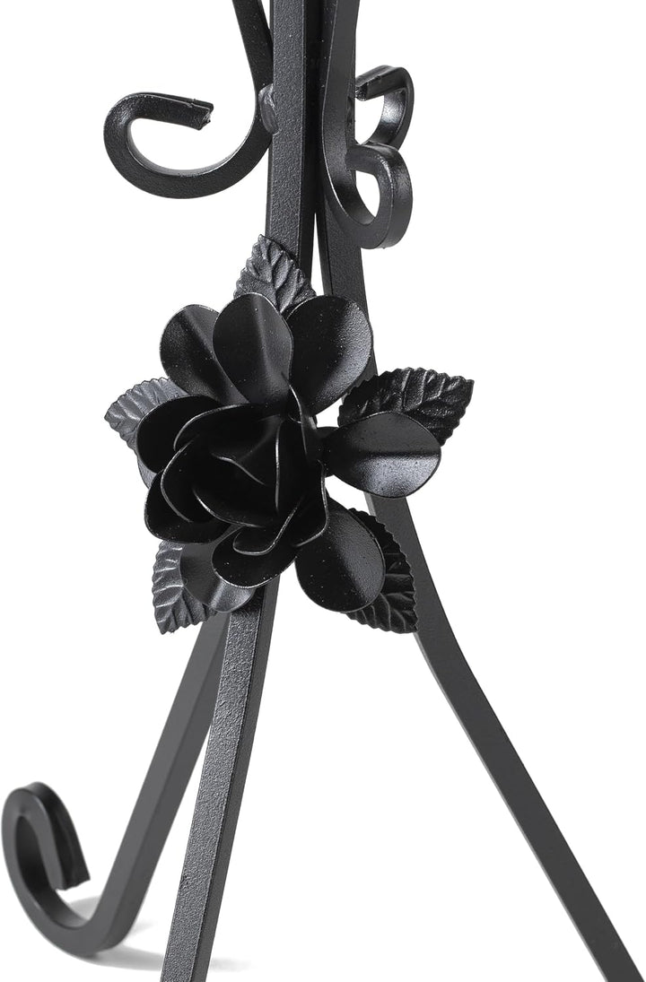 Rund Pflanzenständer Metall 55 cm Hoch | Handgefertigter Blumenhocker Metall mit Dekorativen Element