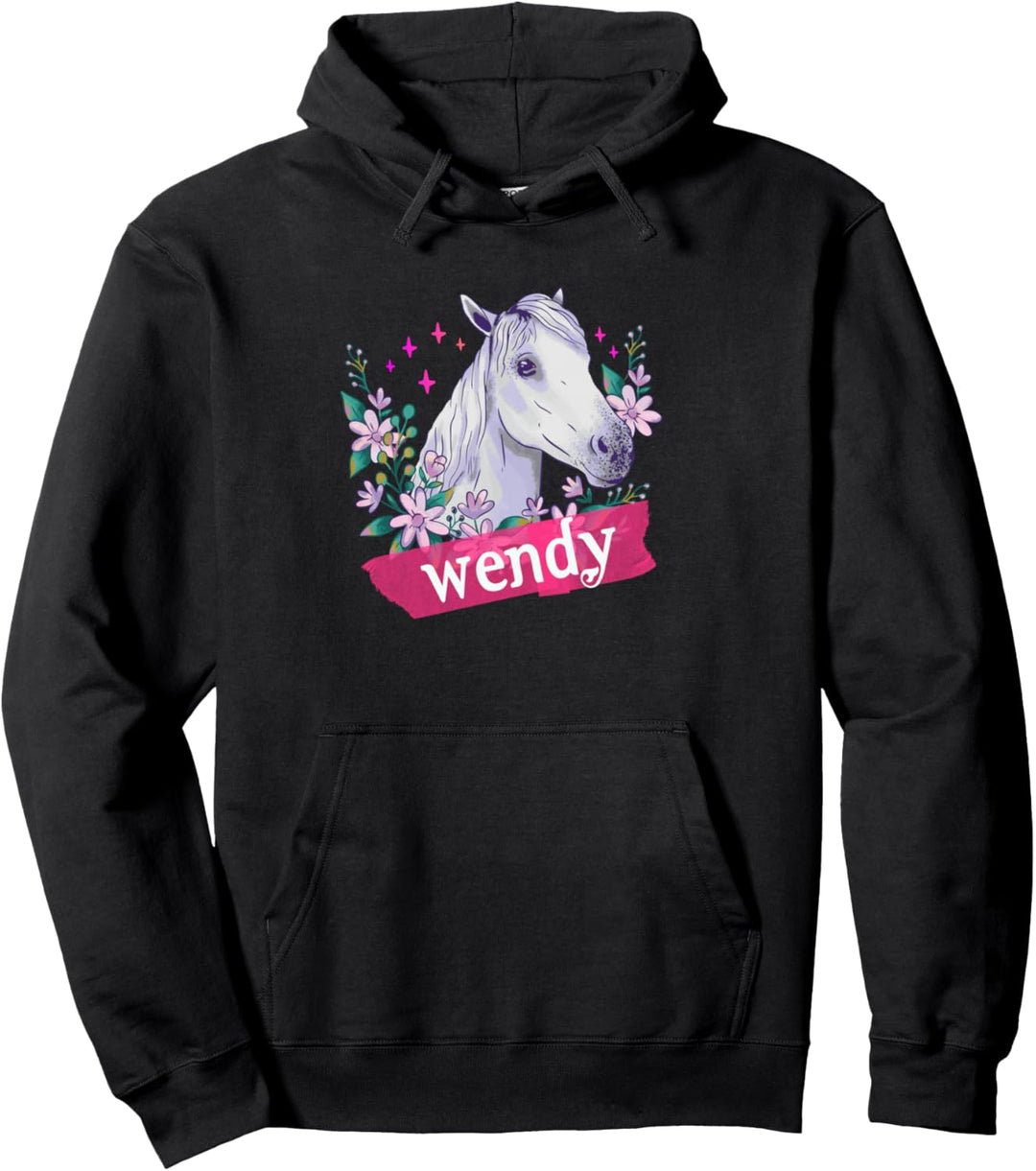 WENDY - Schöner Mädchen Name mit schönem Pferd und Blumen Pullover Hoodie
