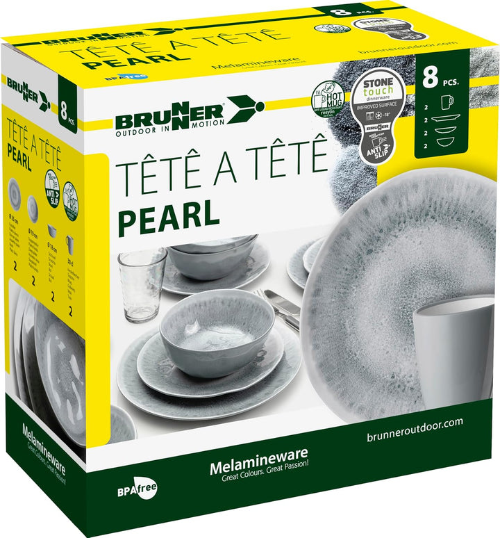 BRUNNER 0830143N.C5X Campinggeschirr Set für 2 Personen, Tête-À-Tête Pearl, 8-teilig