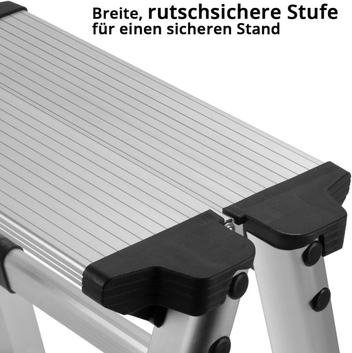STAHLWERK Klapptritt KT-1 ST mit 120 kg Tragkraft Aluminium-Leiter | Klappleiter | Trittleiter | Sch