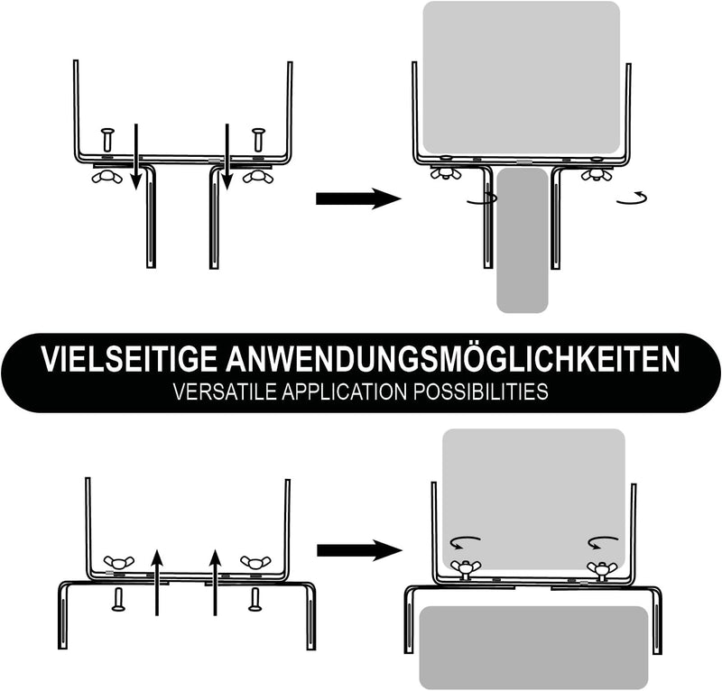 com-four® 4X Blumenkastenhalter für Balkon-Brüstungen und Geländer - Flexible Befestigung aus Metall