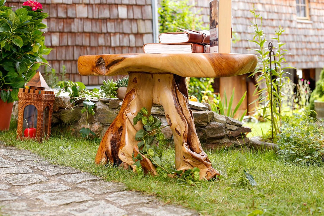 Windalf Handgearbeiteter Rustikaler Couchtisch LUKKI 80 cm Bohemia Wohnzimmertisch Landhausdesign Te