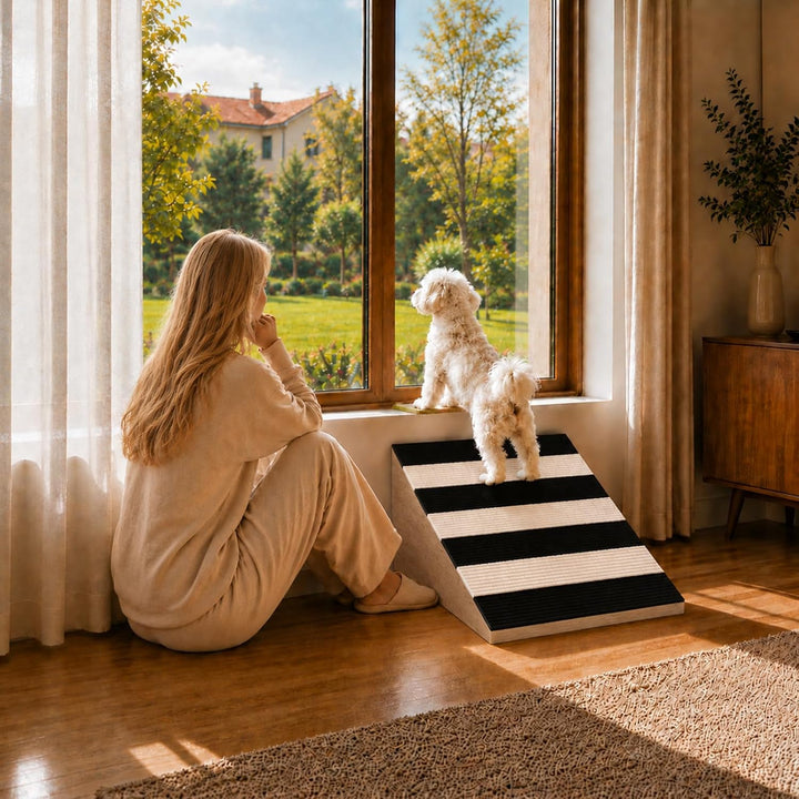 2 Pack Dog Ramp for Small Dogs, Solid Acacia Wood Pet Ramp with Non-Slip Carpet, 180 lbs Capacity, G