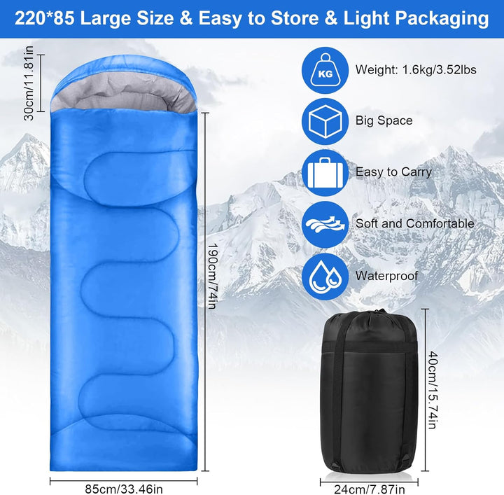 Schlafsack 3-4 Jahreszeiten - 220 x 85 cm Wasserdichter Leichter Deckenschlafsack, Schlafsack Winter