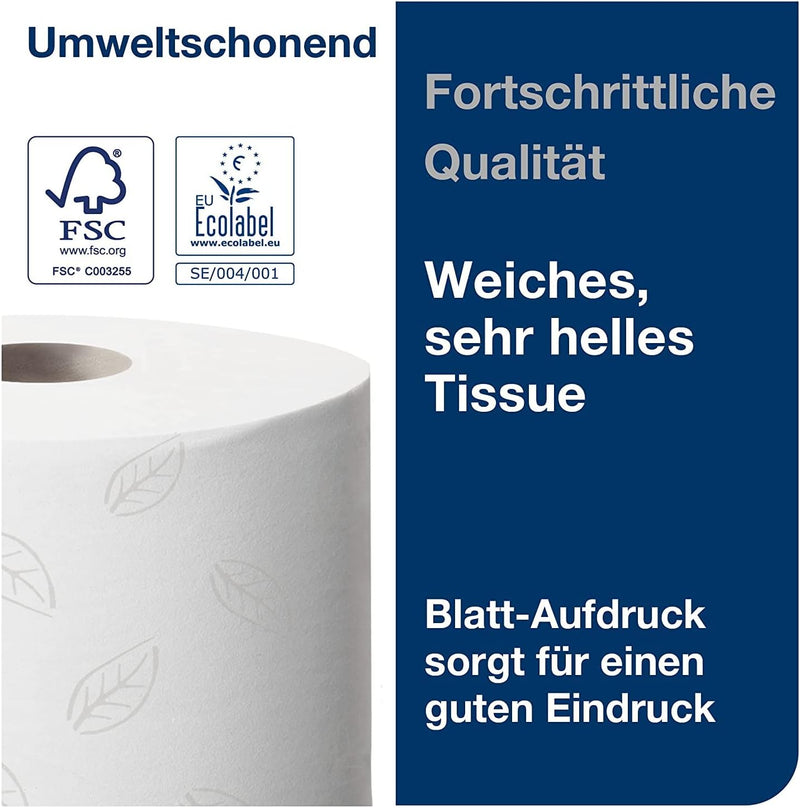 Tork SmartOne Mini Toilettenpapier Weiss T9, Advanced, 2-lagig, 12 × 620 Blatt, 472193 Single, Singl