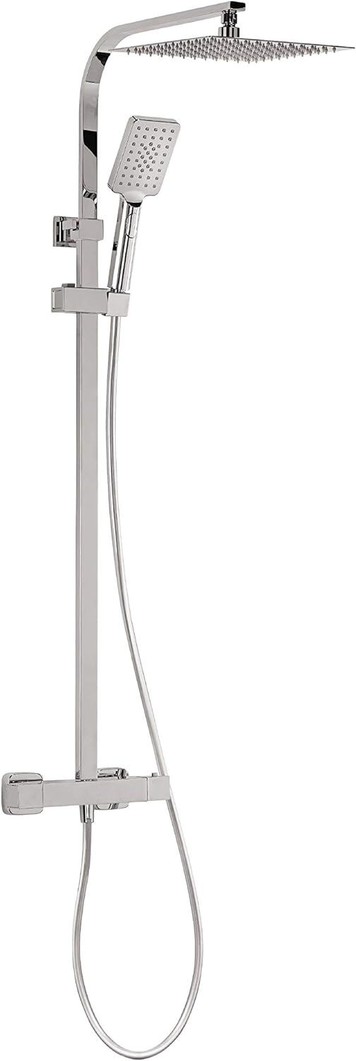'aquaSu® Duschsystem Tela mit Thermostat-Armatur, Kopfbrause & Handbrause | Handbrause: 3-strahlig |