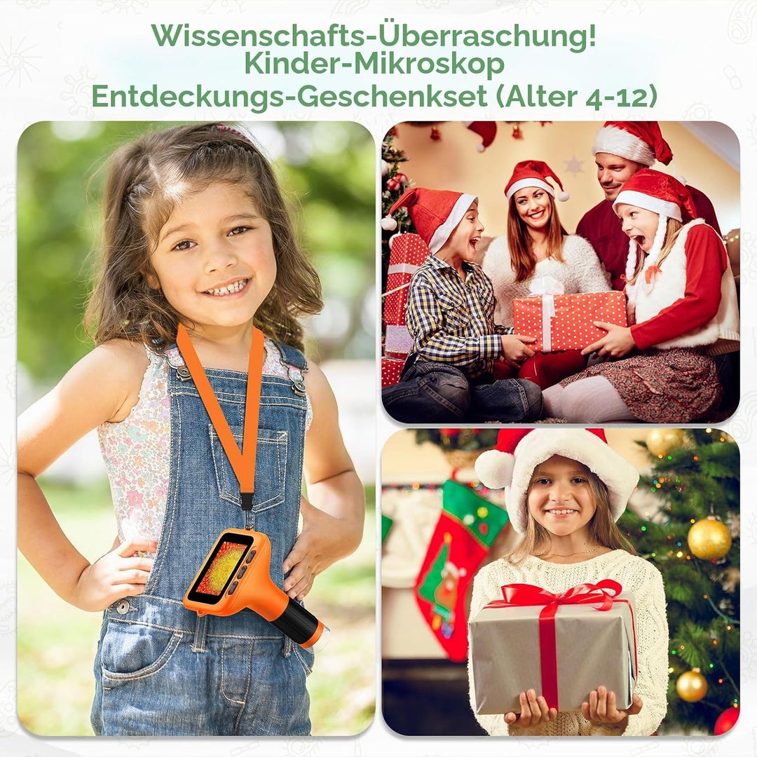 1000X Handheld Digitales Mikroskop für Kinder, 3-Zoll-HD-Bildschirm, Wiederaufladbar, Tragbare Lupe