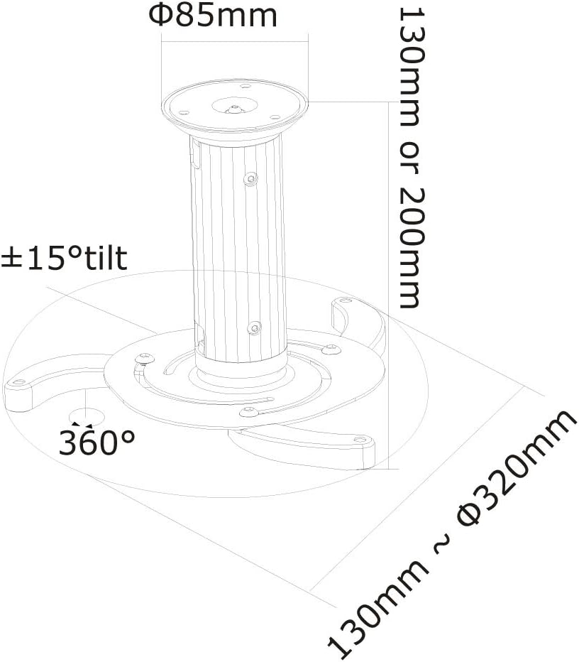 NewStar BEAMER-C80WHITE Projector Ceiling Mount (Height 8 bis 15 cm) Weiss Height: 8-15cm, Weiss Hei