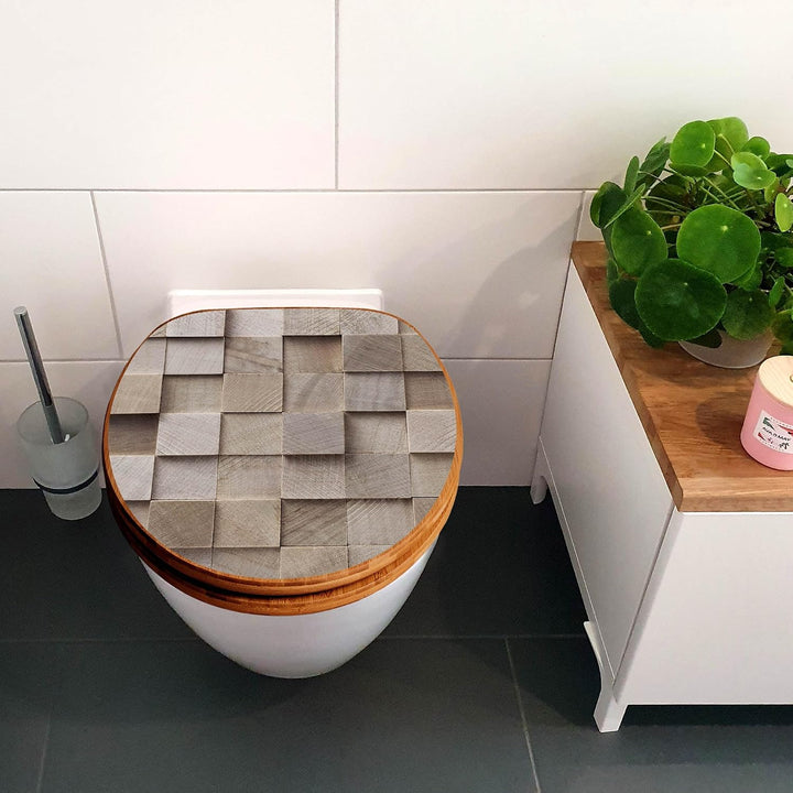 banjado Design WC Sitz Bambus Absenkautomatik 45,8x37,5cm - Toilettendeckel mit Absenkautomatik Holz