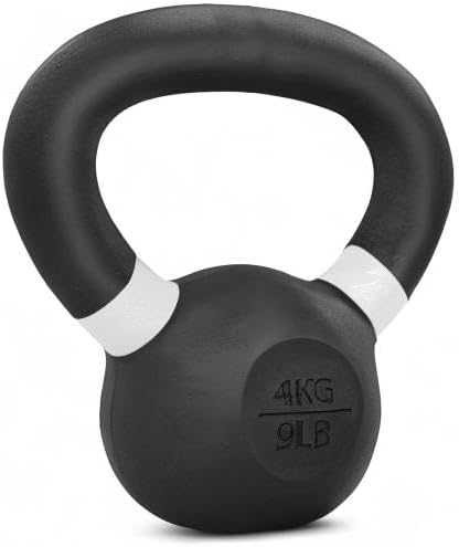 Yes4All 4-32kg Powdercoat Kettlebell aus Gusseisen, Schwunghantel, Kugelgewicht A. 4kg, A. 4kg