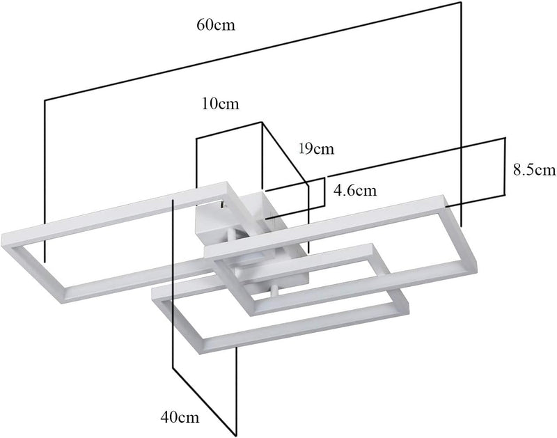 CBJKTX Deckenlampe LED Deckenleuchte dimmbar mit Fernbedienung 63W Weisse Wohnzimmerlampe aus Metall