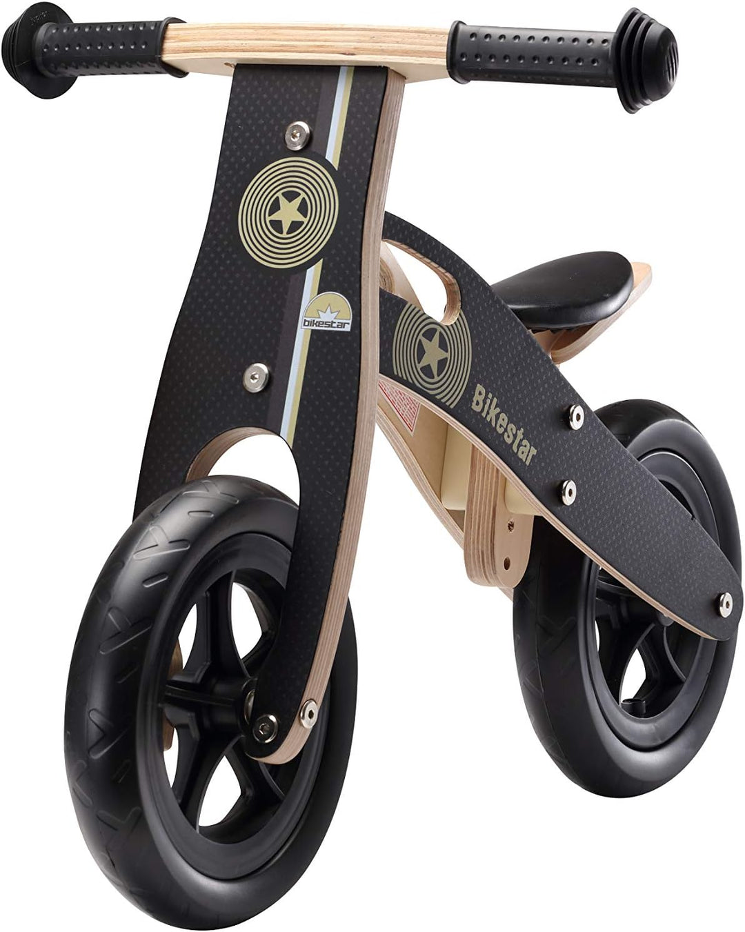 BIKESTAR Lauflern Rad für Jungen und Mädchen ab 2-3 Jahre | 10 Zoll Kinder Laufrad Holz | Schwarz |