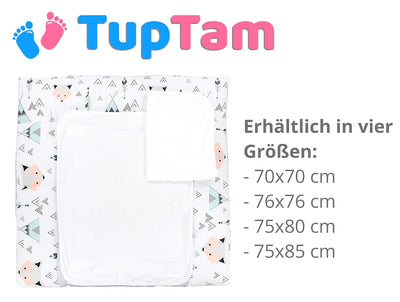 TupTam Wickelauflage inkl. 2 Frotteebezüge Modell MAR02579, Farbe: Grau/Fuchs Mint, Grösse: 75 x 85